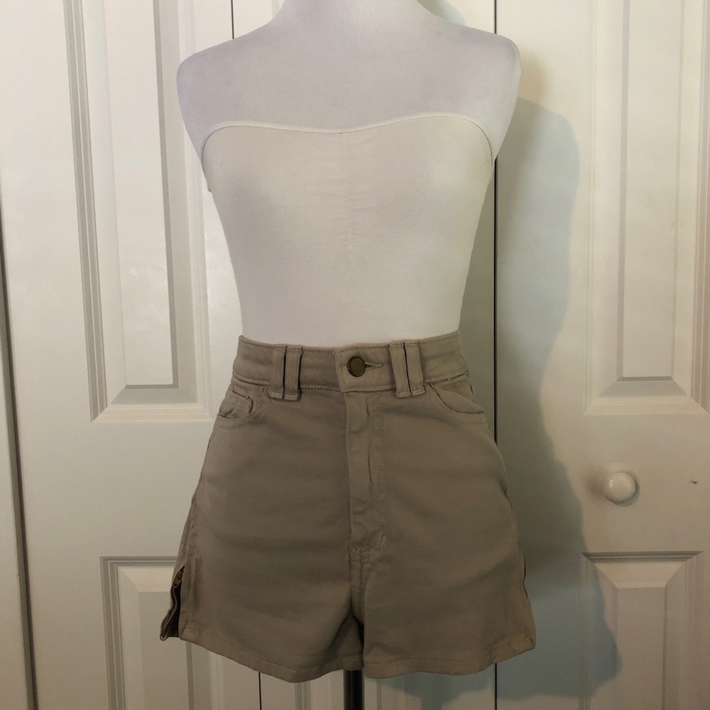 American Apparel High Waisted Khaki Shorts